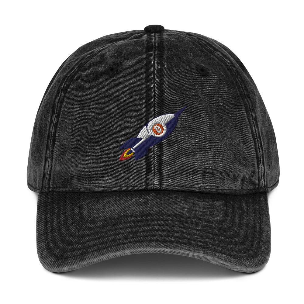 Vintage Twill Bitcoin Rocket Cap